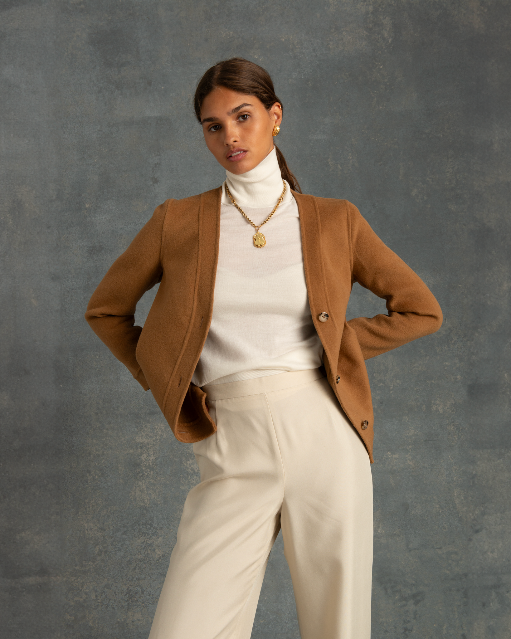 Beige Silk Sofia Trouser