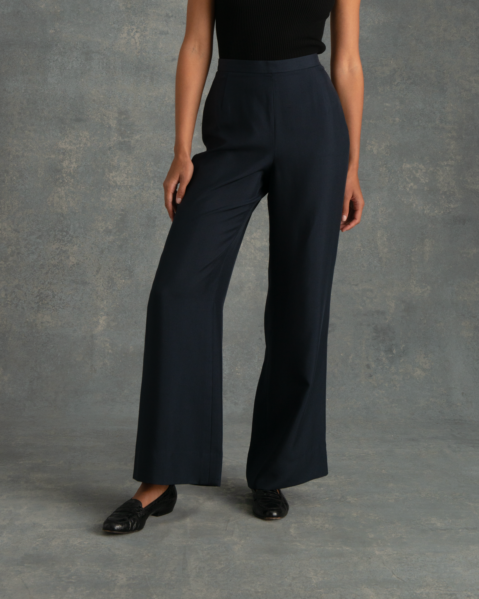 Navy Silk Sofia Trouser