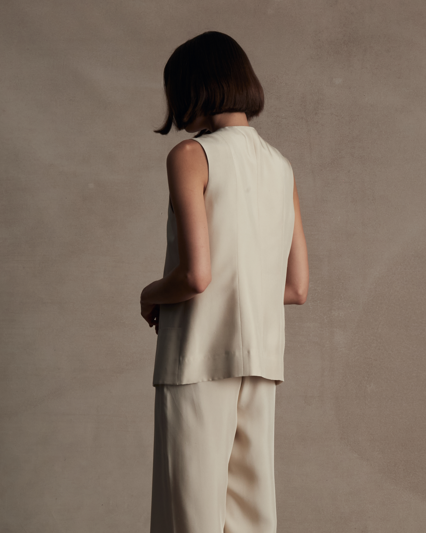 Beige Silk Gabrielle Top