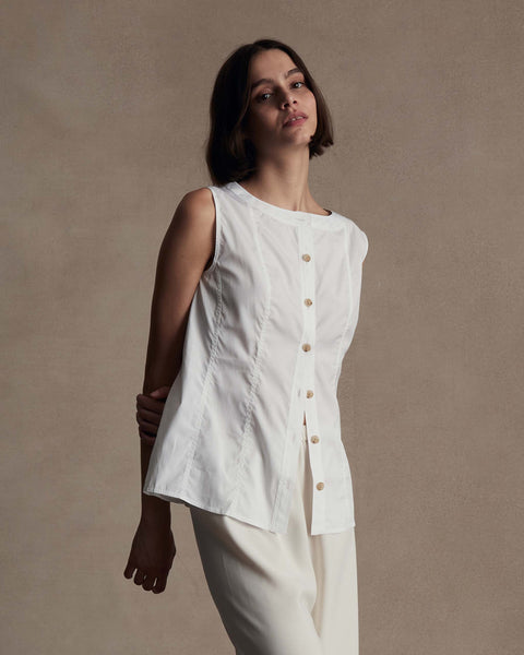 完璧 FTV1241-WHITE-POPLIN-BODICE- トップス