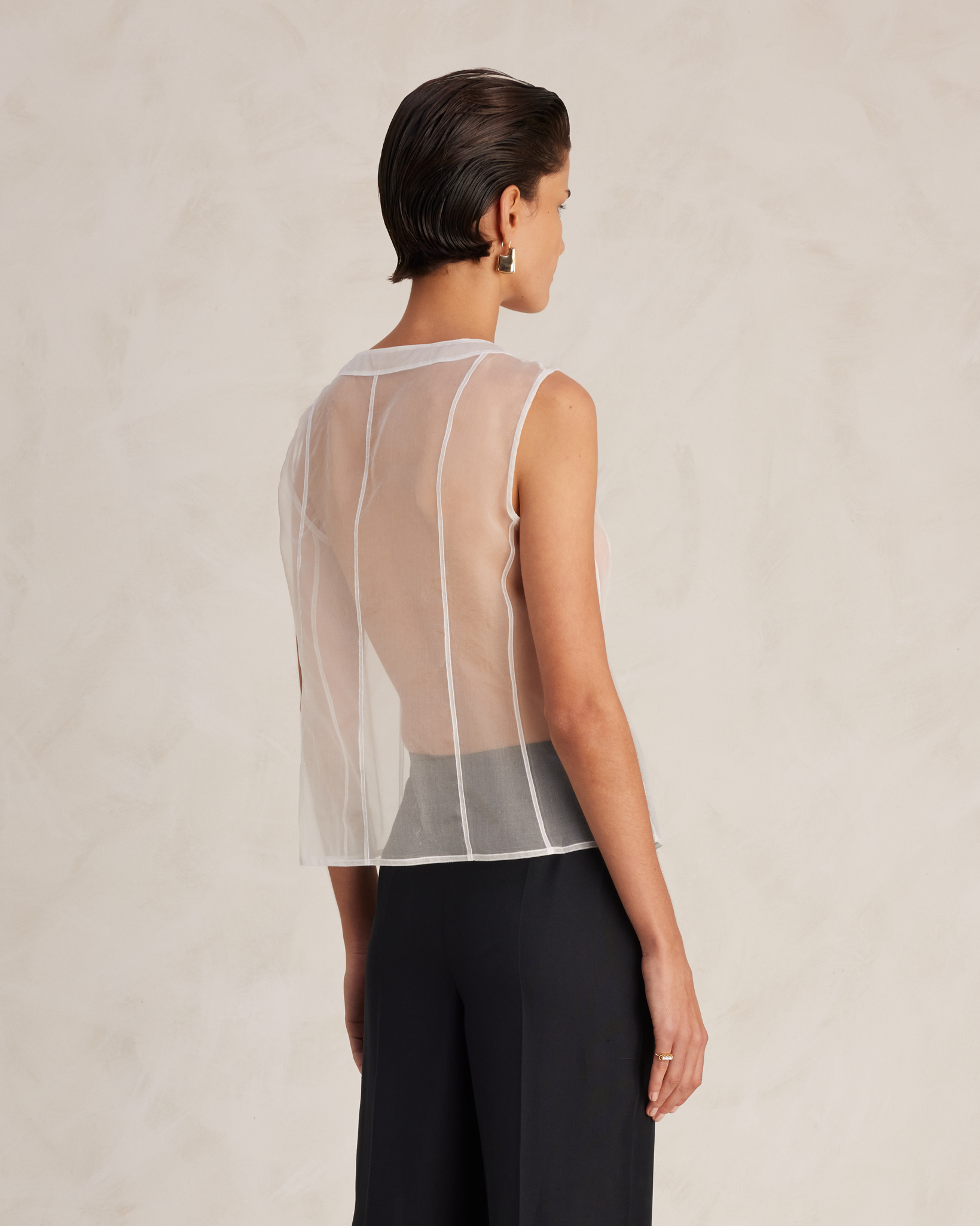 White Silk Organza Bodice Top