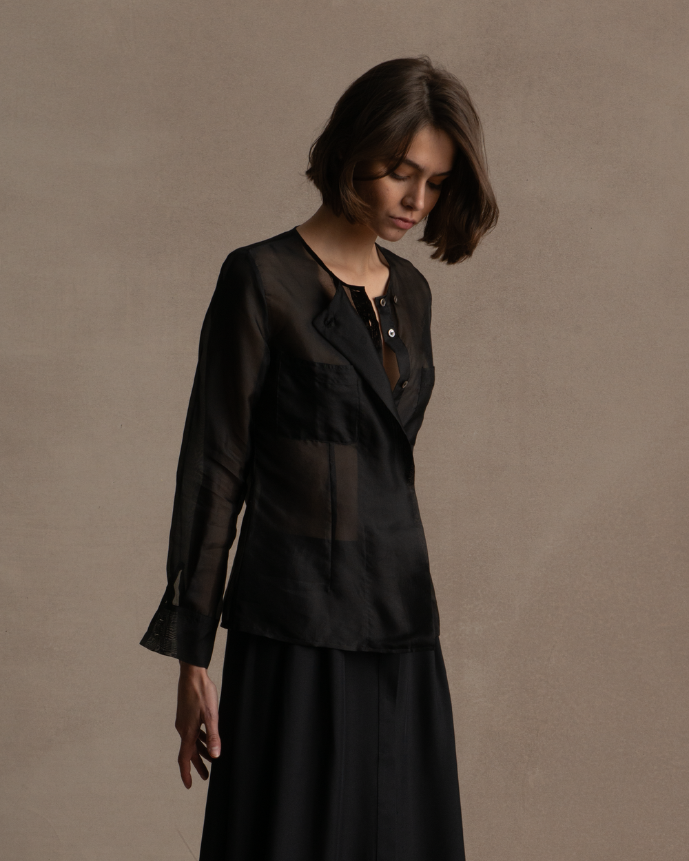 Black Silk Organza Inès Shirt
