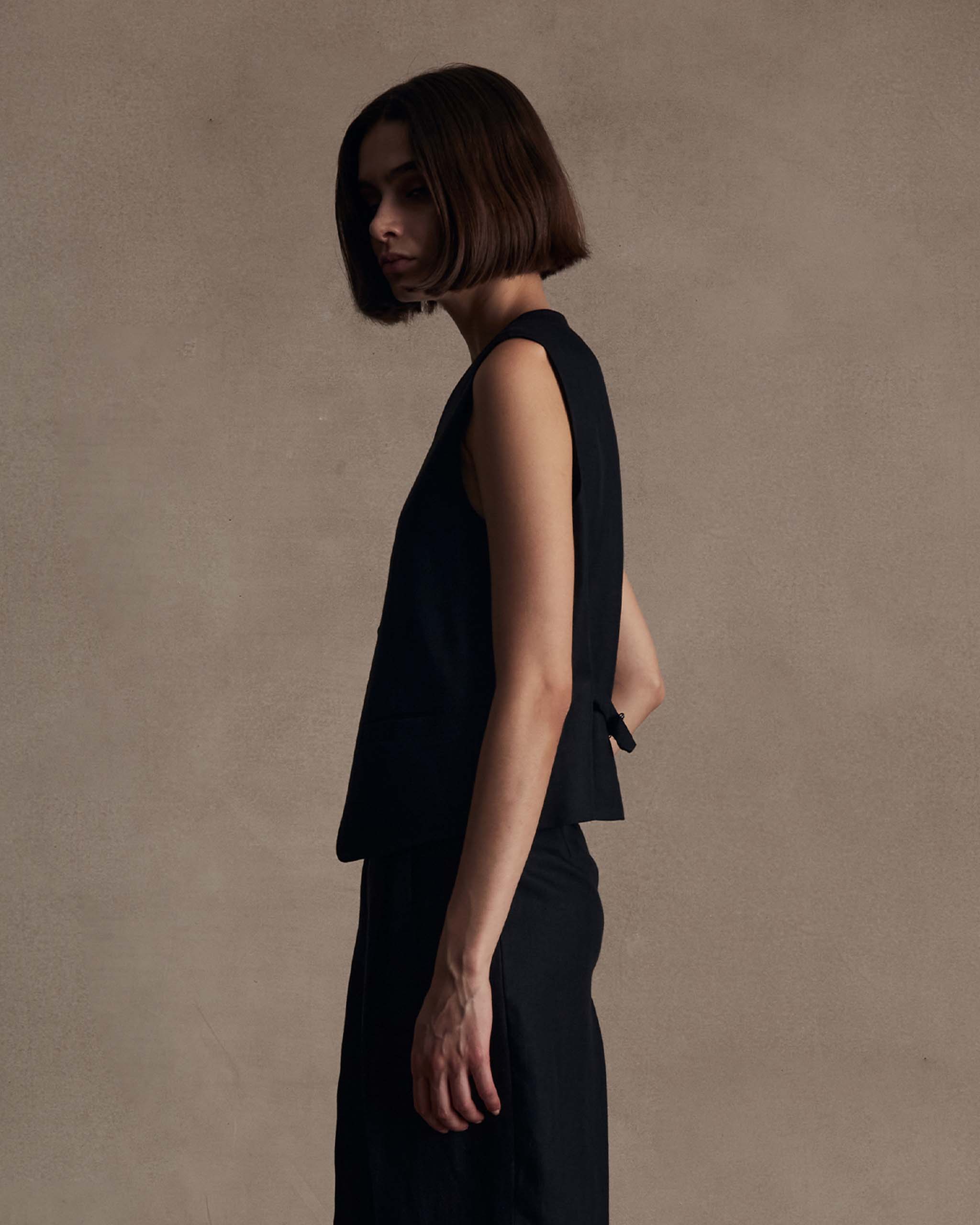 Black Herringbone Waistcoat