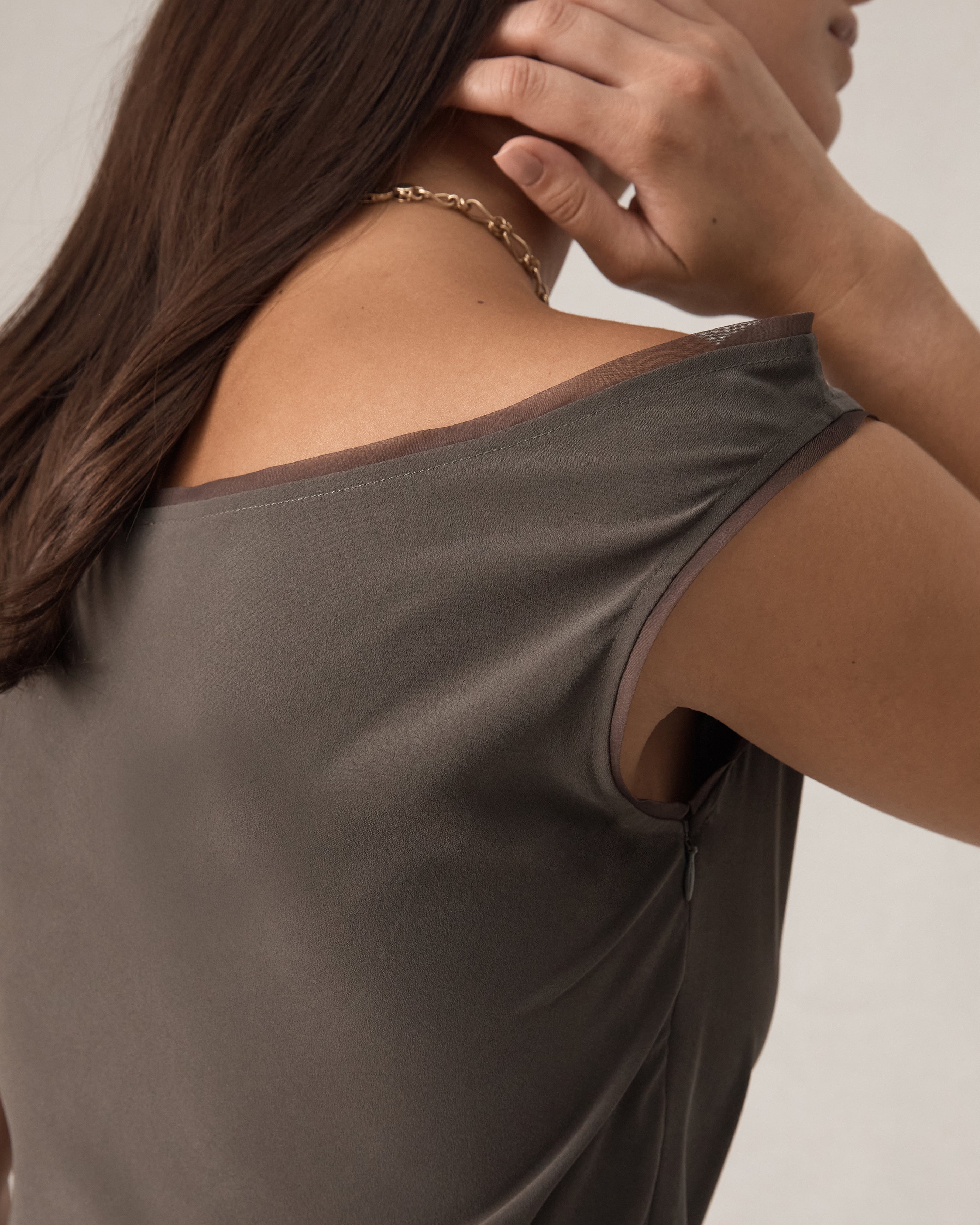 Faye Top - Olive Silk