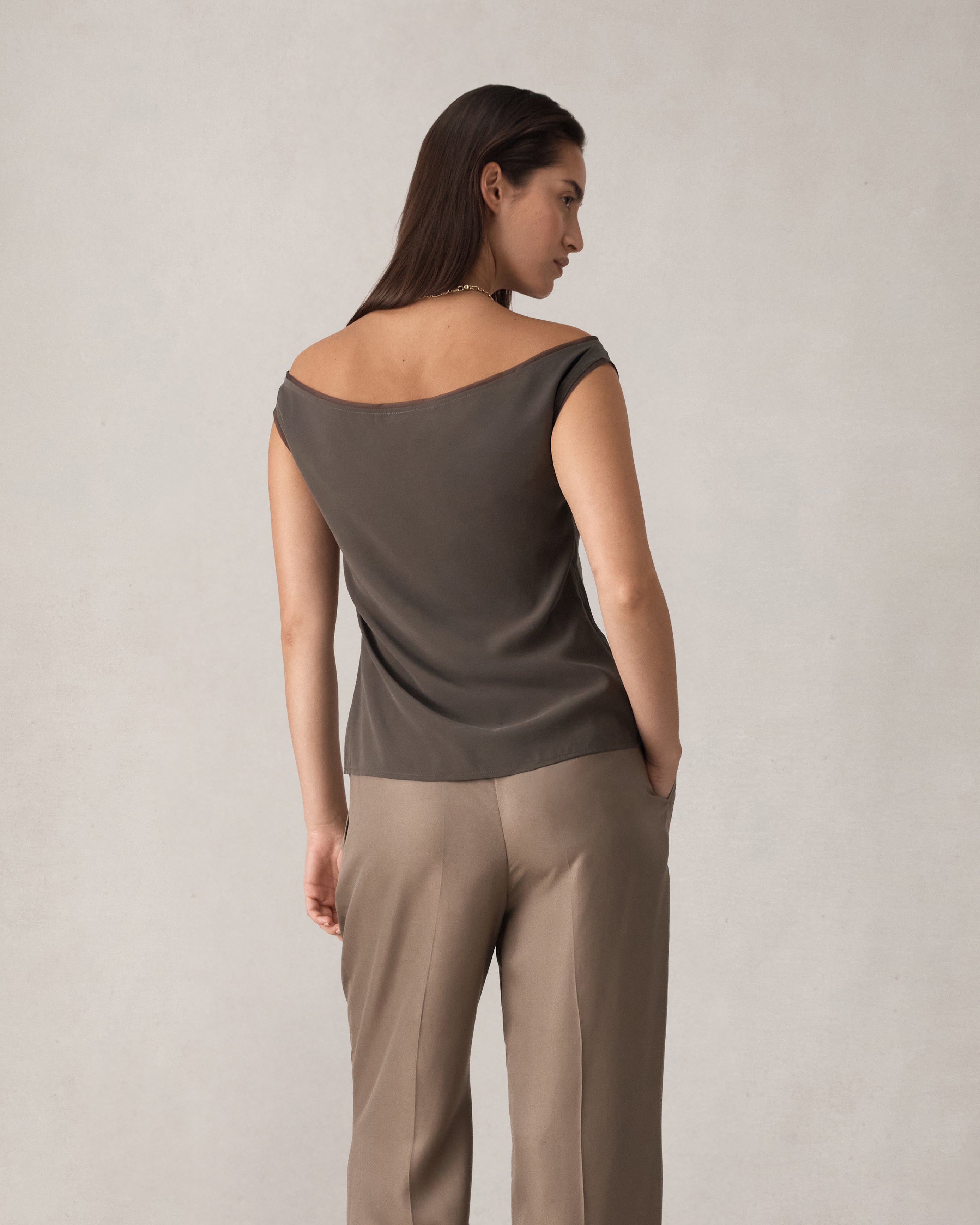 Faye Top - Olive Silk