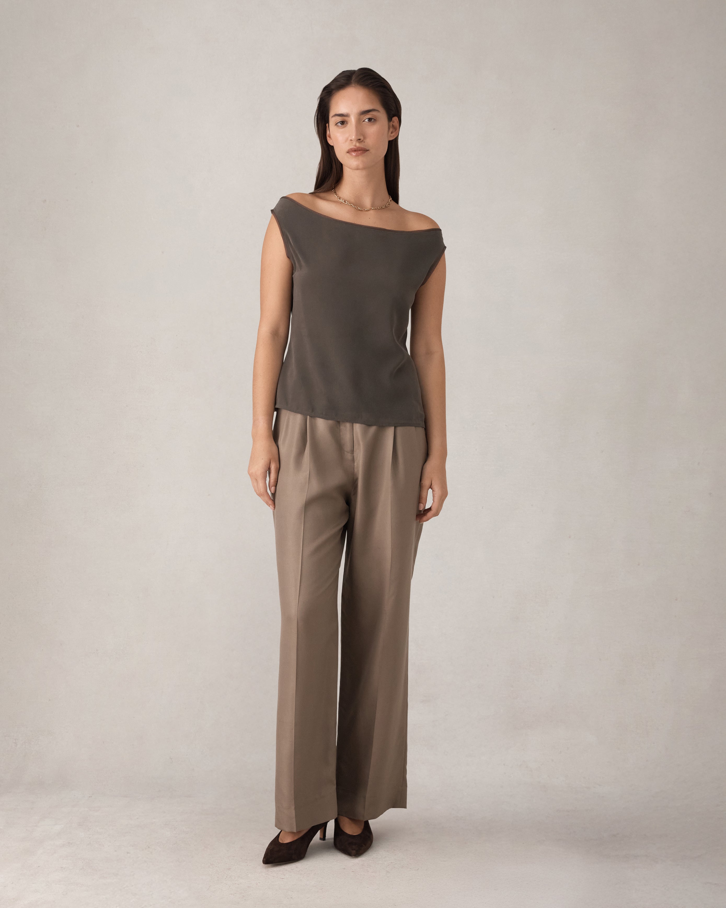 Faye Top - Olive Silk