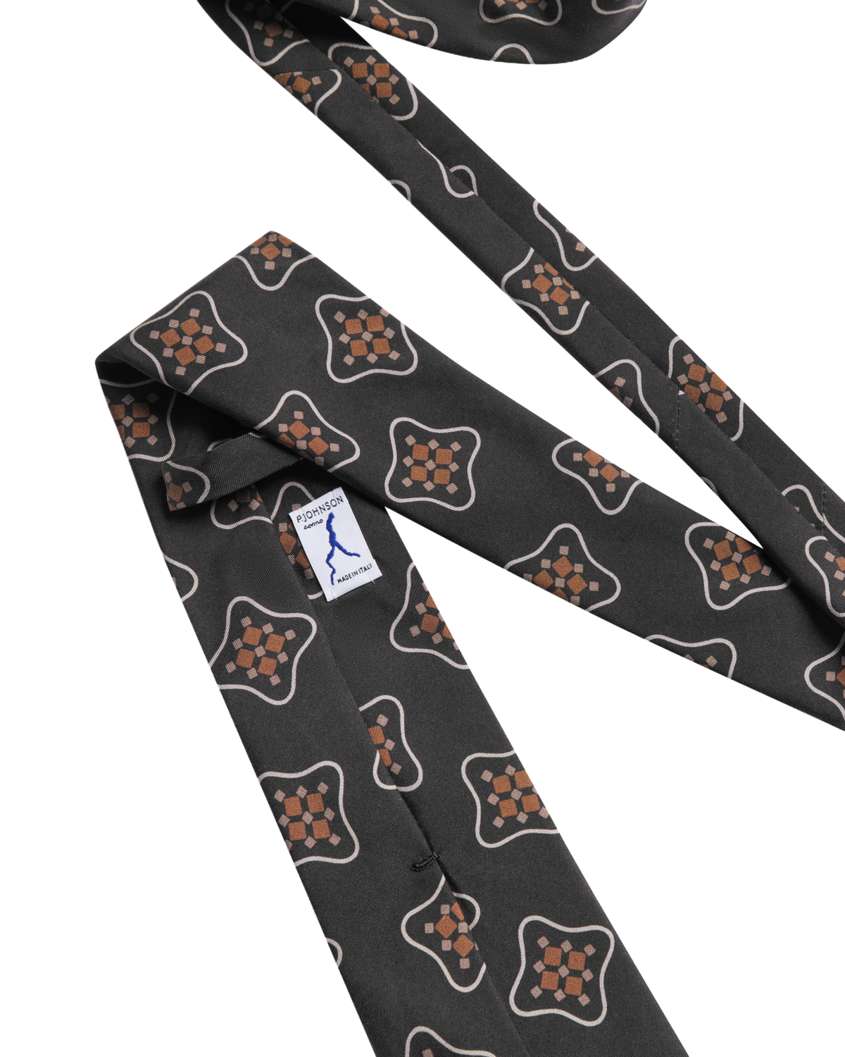 Geometric Medallion Print Silk Tie - Black