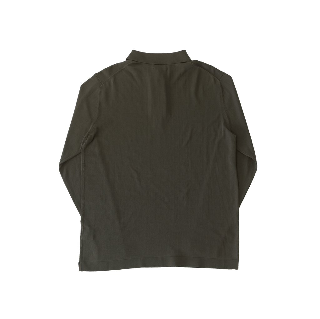 Green Ice Cotton Long Sleeve Polo