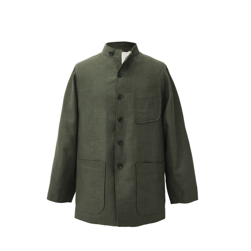 Dark Green Twill Linen Corbu Jacket