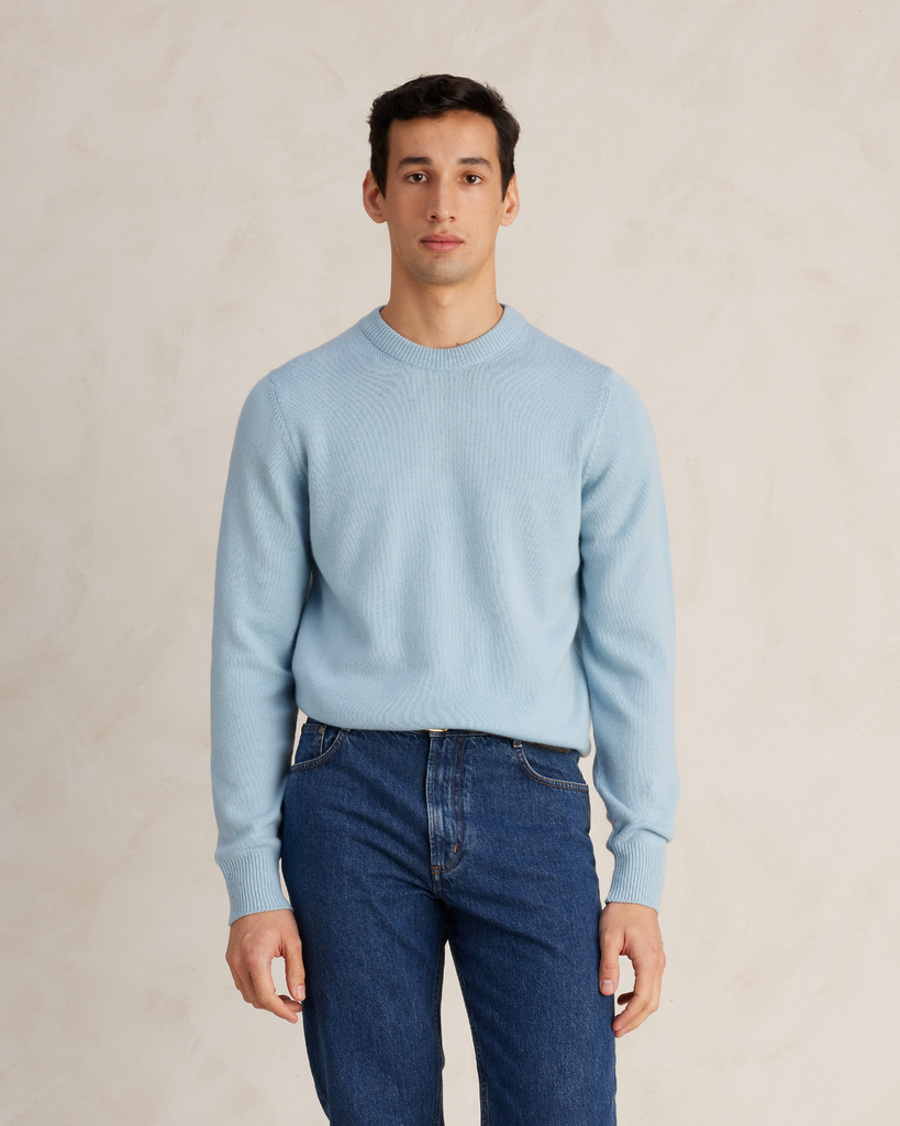 Pale Blue Cashmere Crew Neck Sweater P Johnson