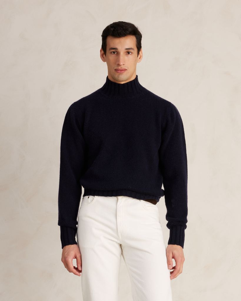 Navy Cashmere Alpine Sweater