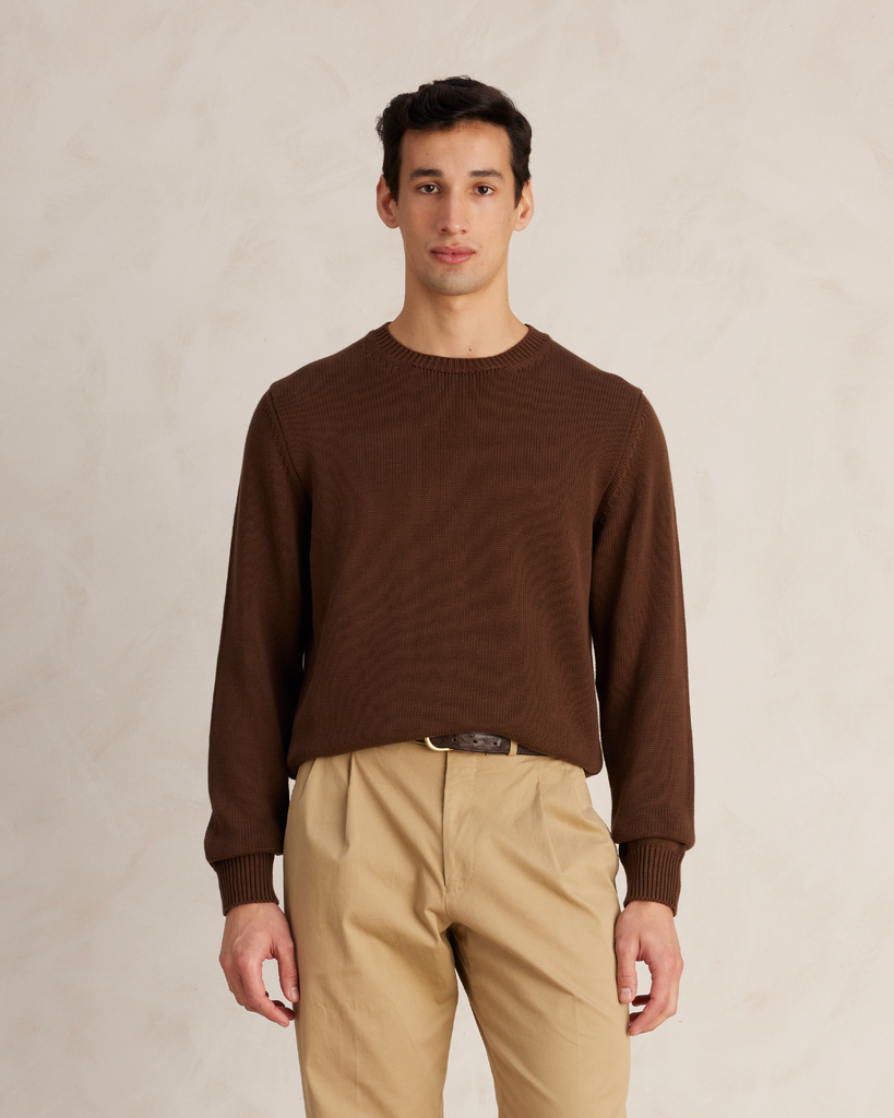 Chocolate Cotton Fisherman's Sweater
