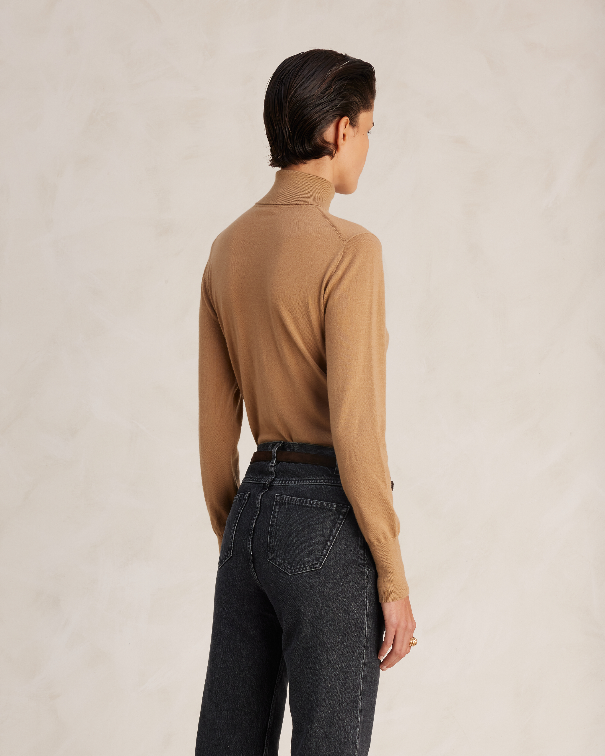 Camel Femme Merino Roll Neck