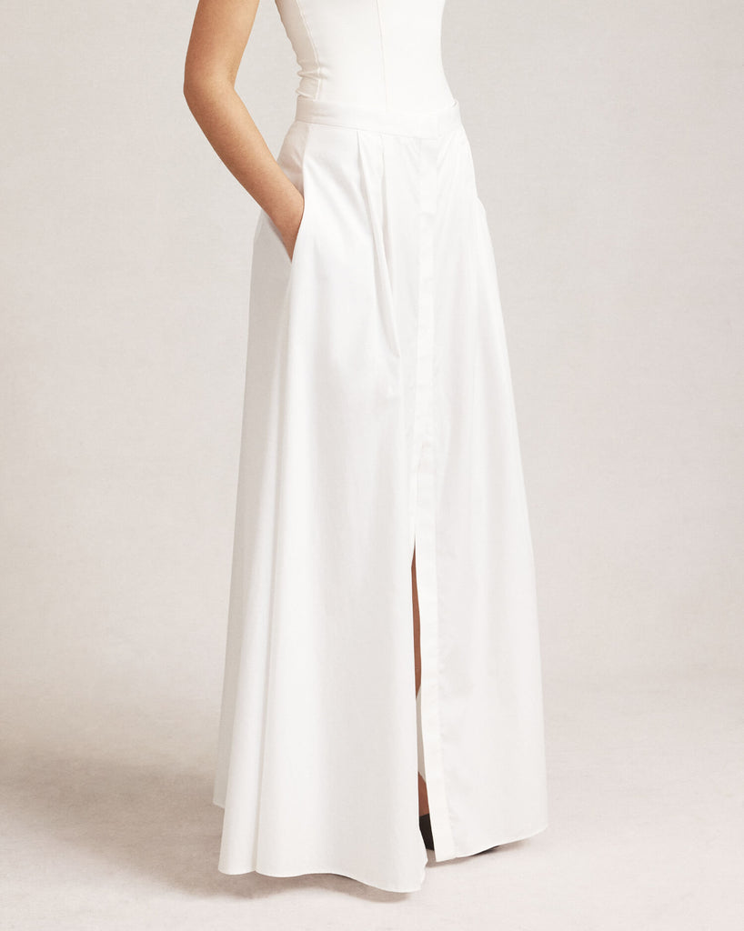 Kahlo Skirt - White Silk Cotton