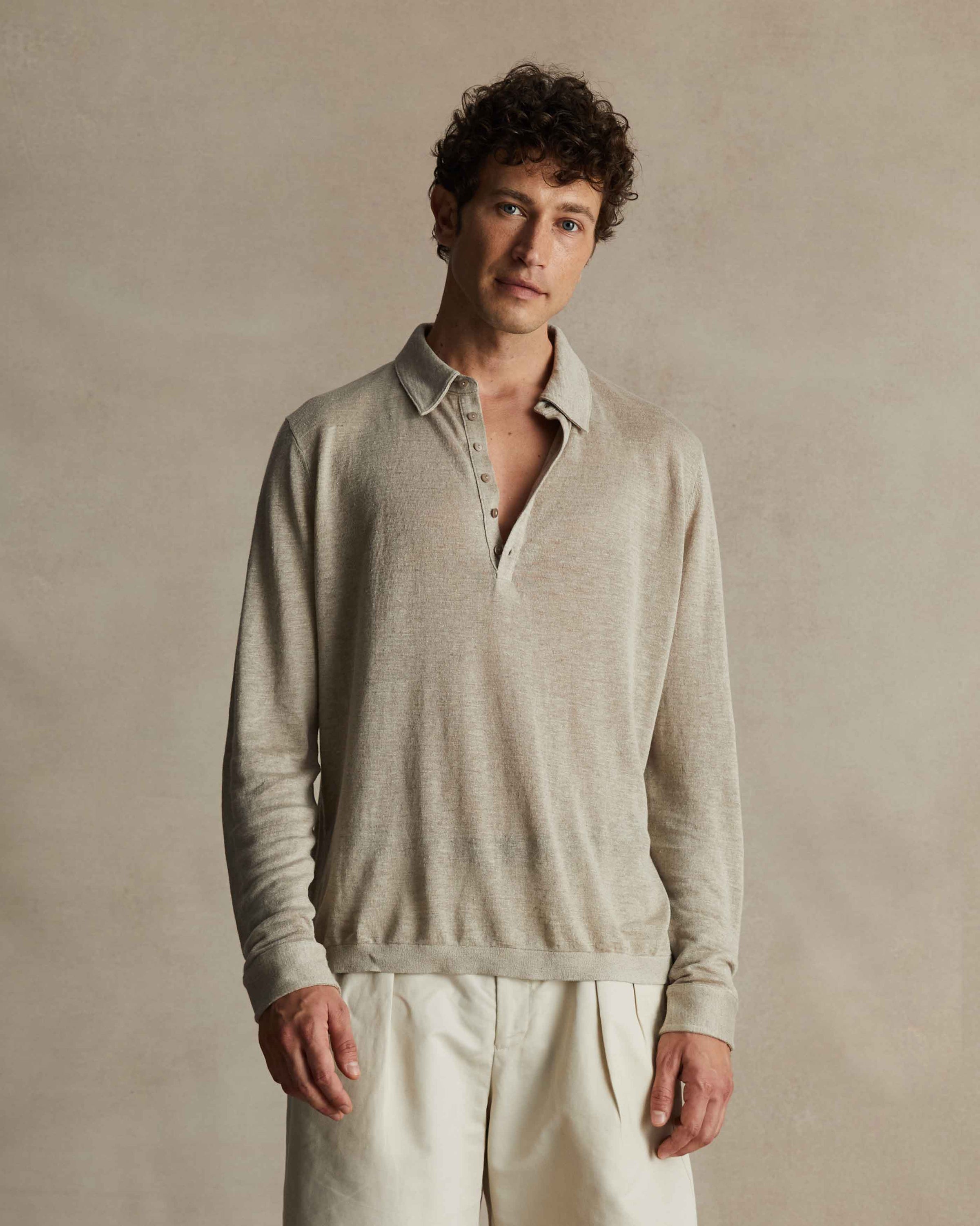 Linen Polo - Taupe | P Johnson