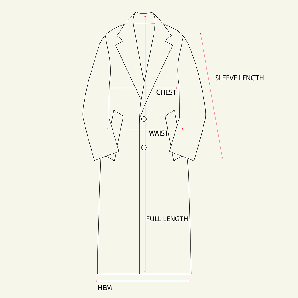 Double Breasted Raglan Overcoat - Taupe Herringbone measurements