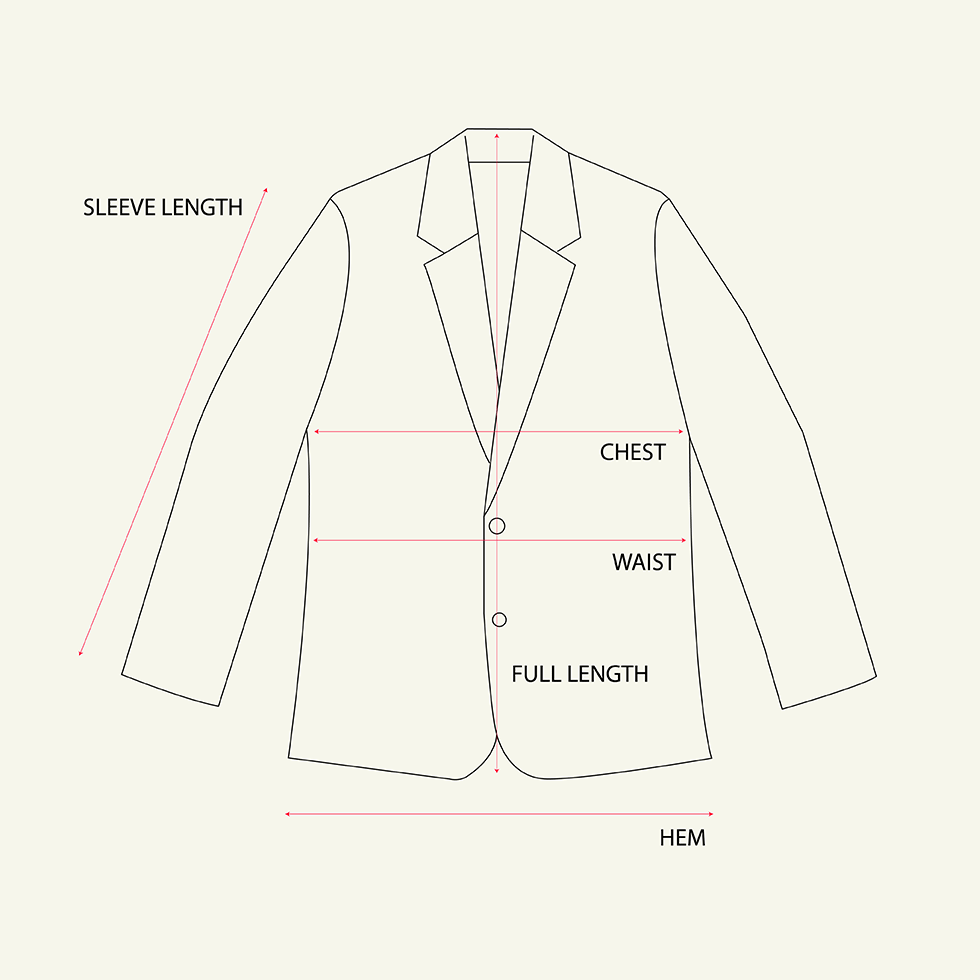 Black Peak Lapel Tuxedo Jacket measurements