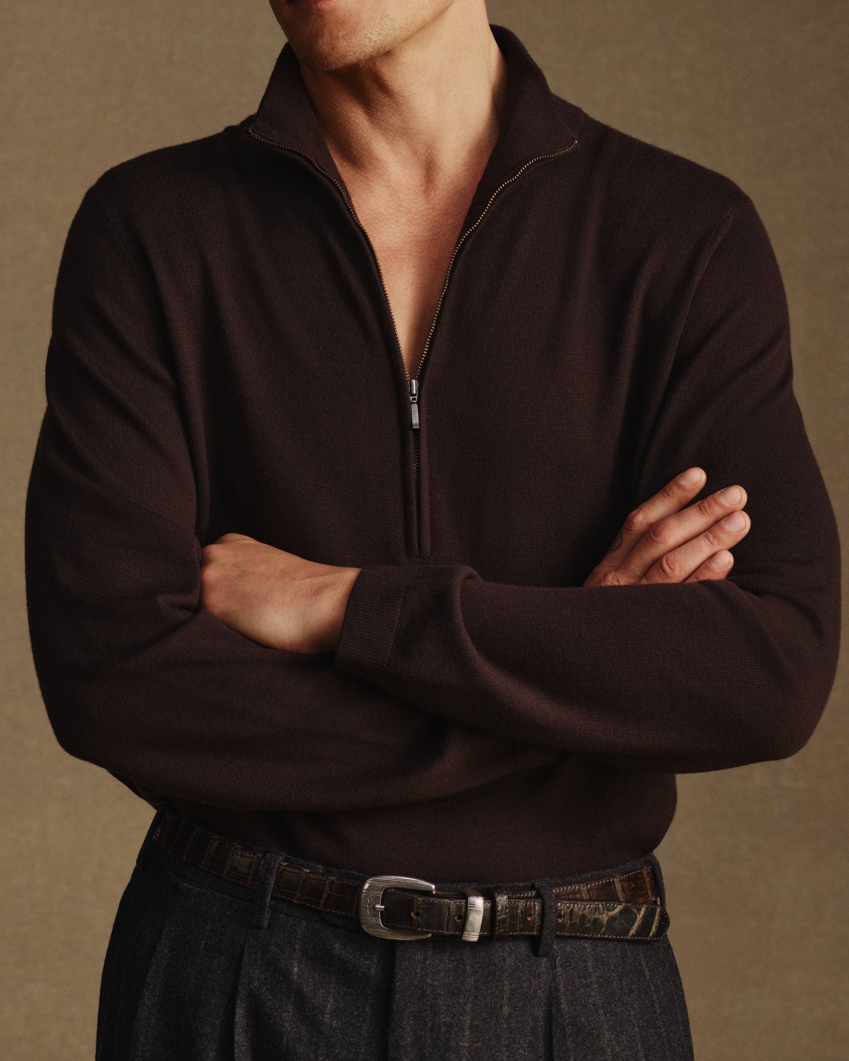 Merino Quarter Zip - Espresso