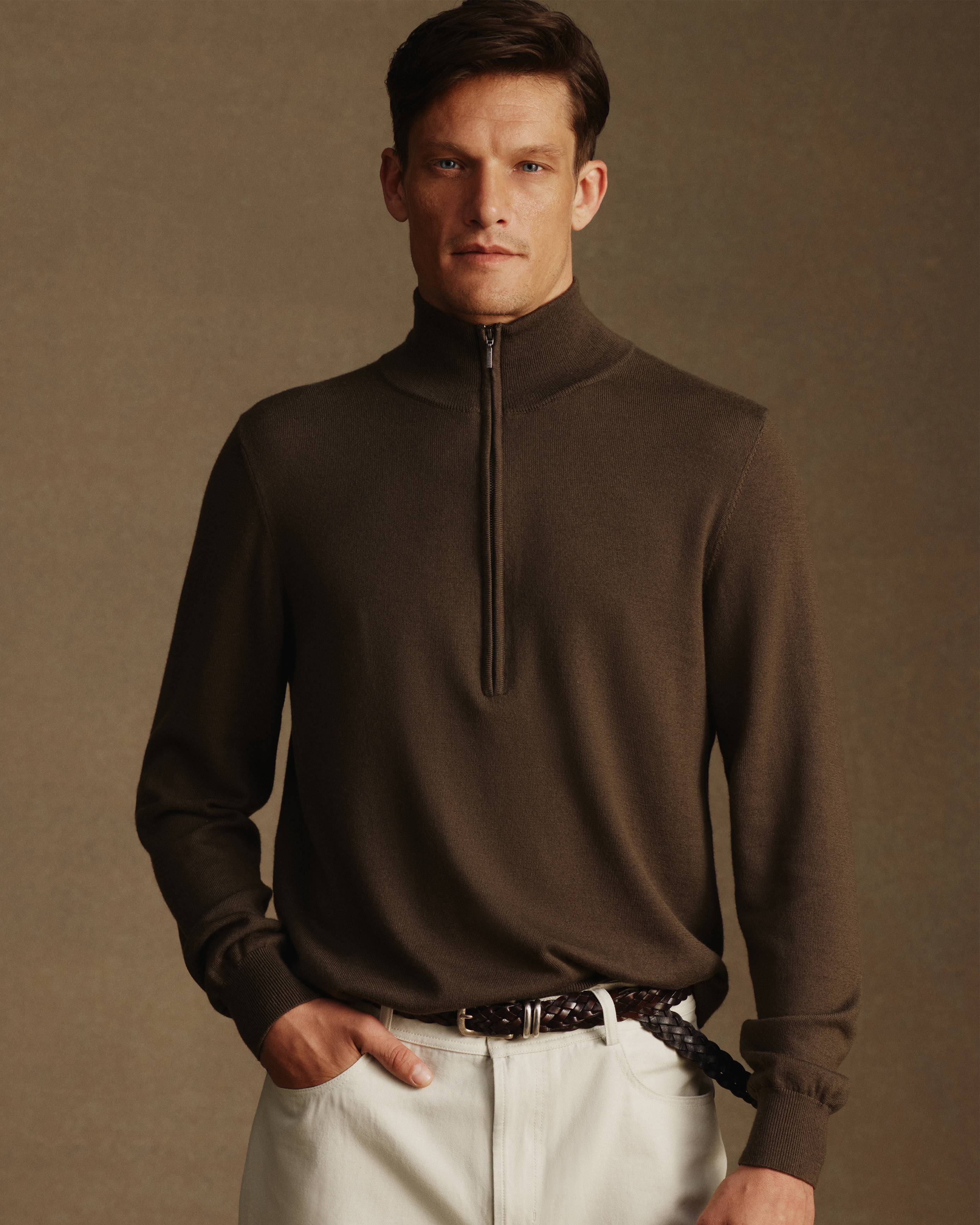 Merino Quarter Zip - Moss