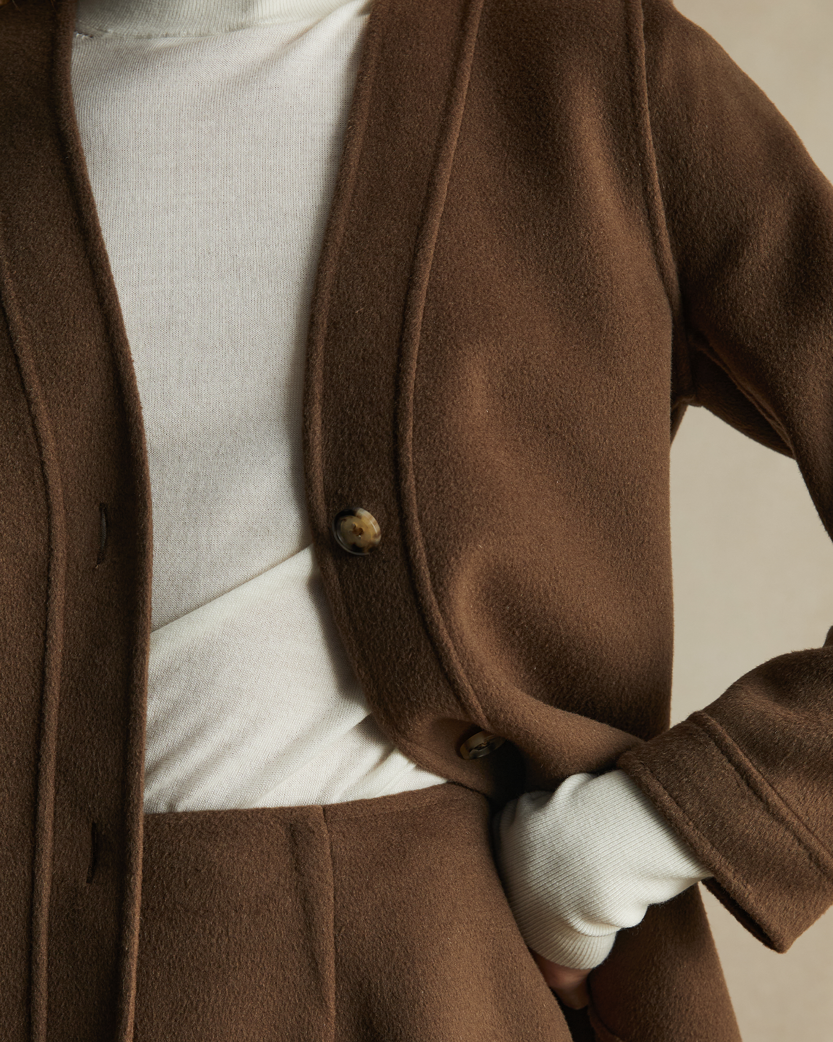 Mocha Wool Silk Cashmere Elsa Jacket