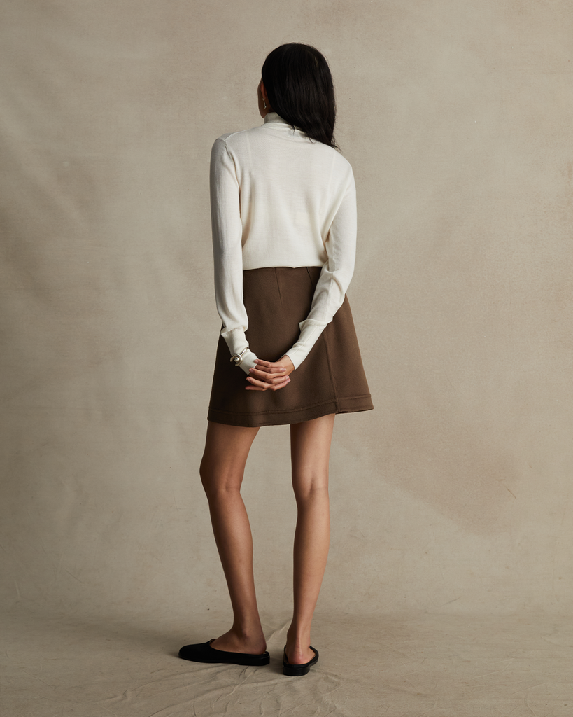 Mocha Wool Silk Cashmere Elsa Skirt