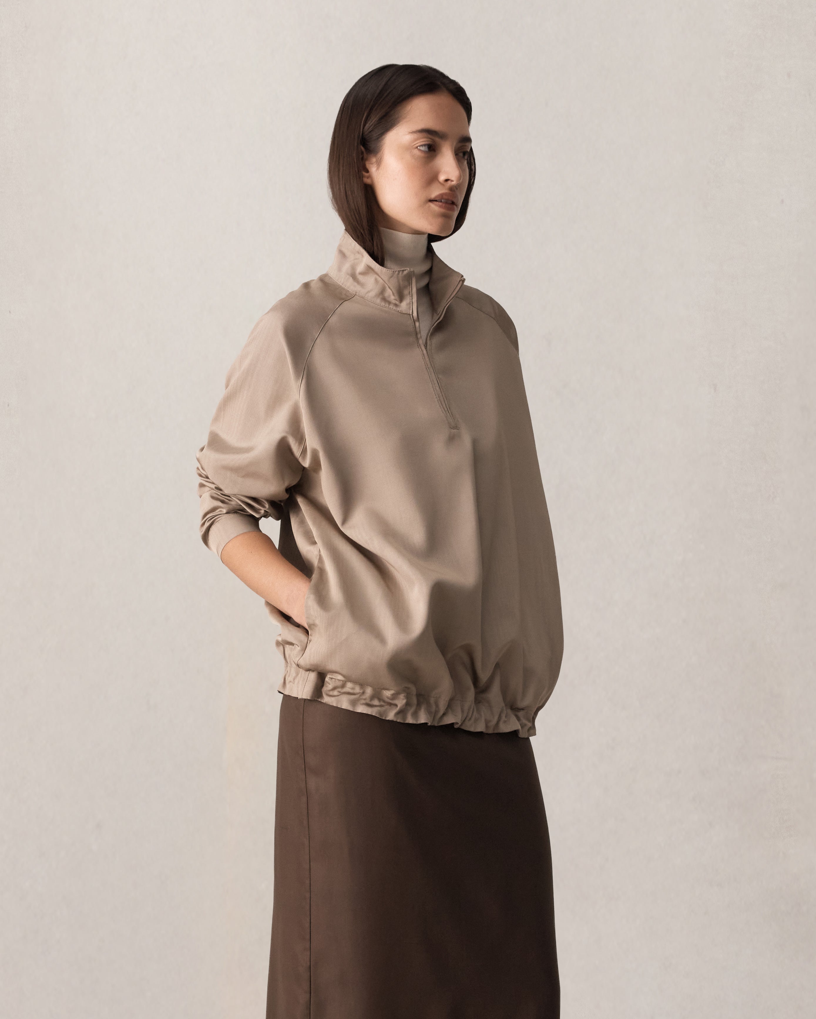 Moire Windbreaker - Taupe