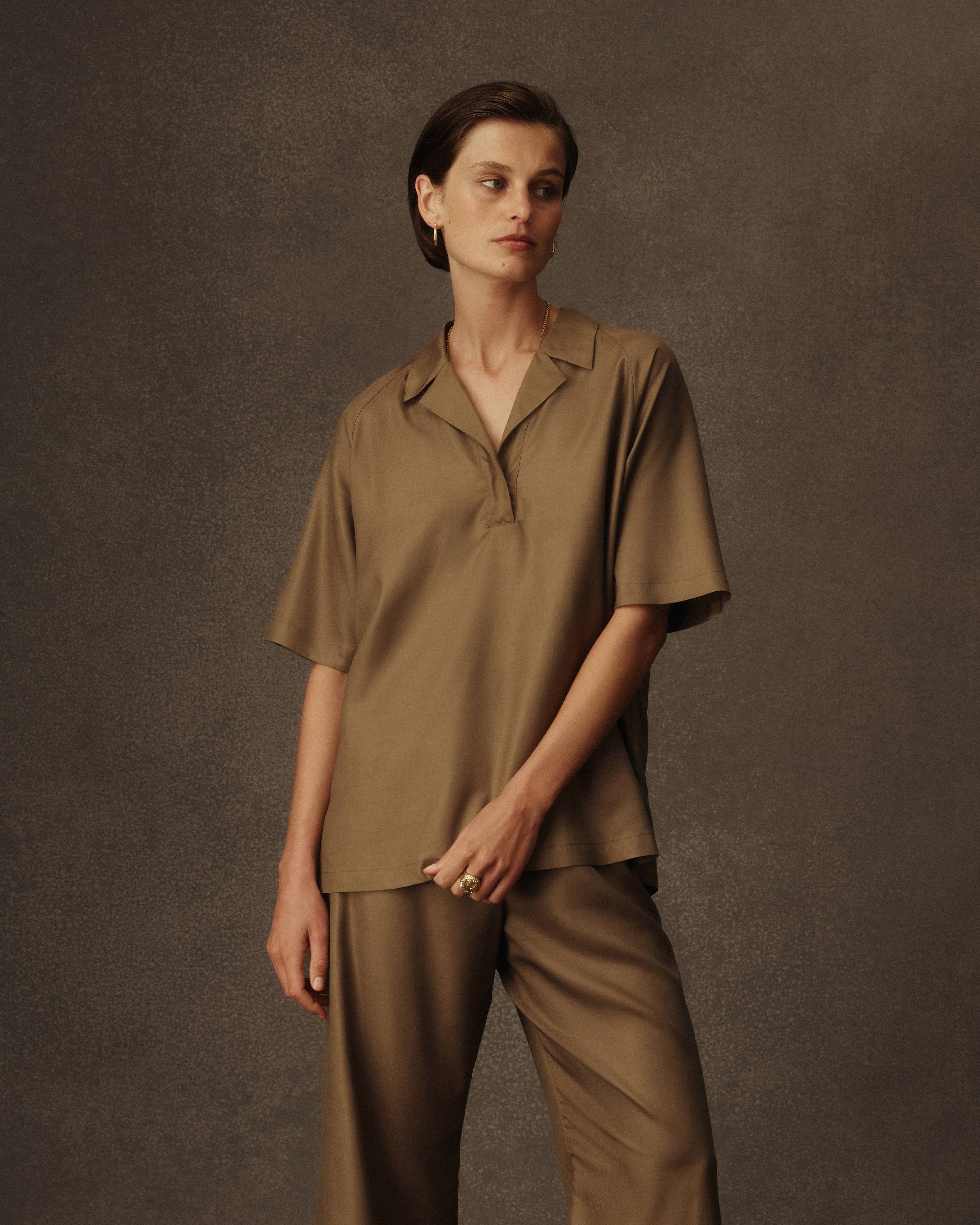 Montana Baseball Shirt - Taupe Dupioni