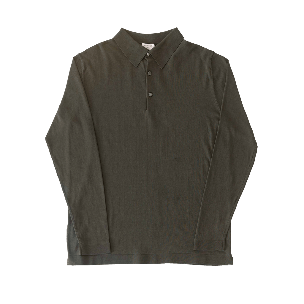 Green Ice Cotton Long Sleeve Polo