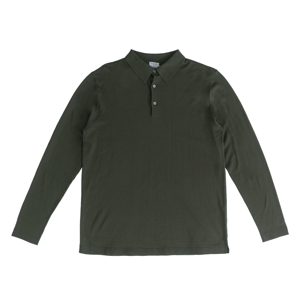 Ice Cotton Long Sleeve Polo - Green