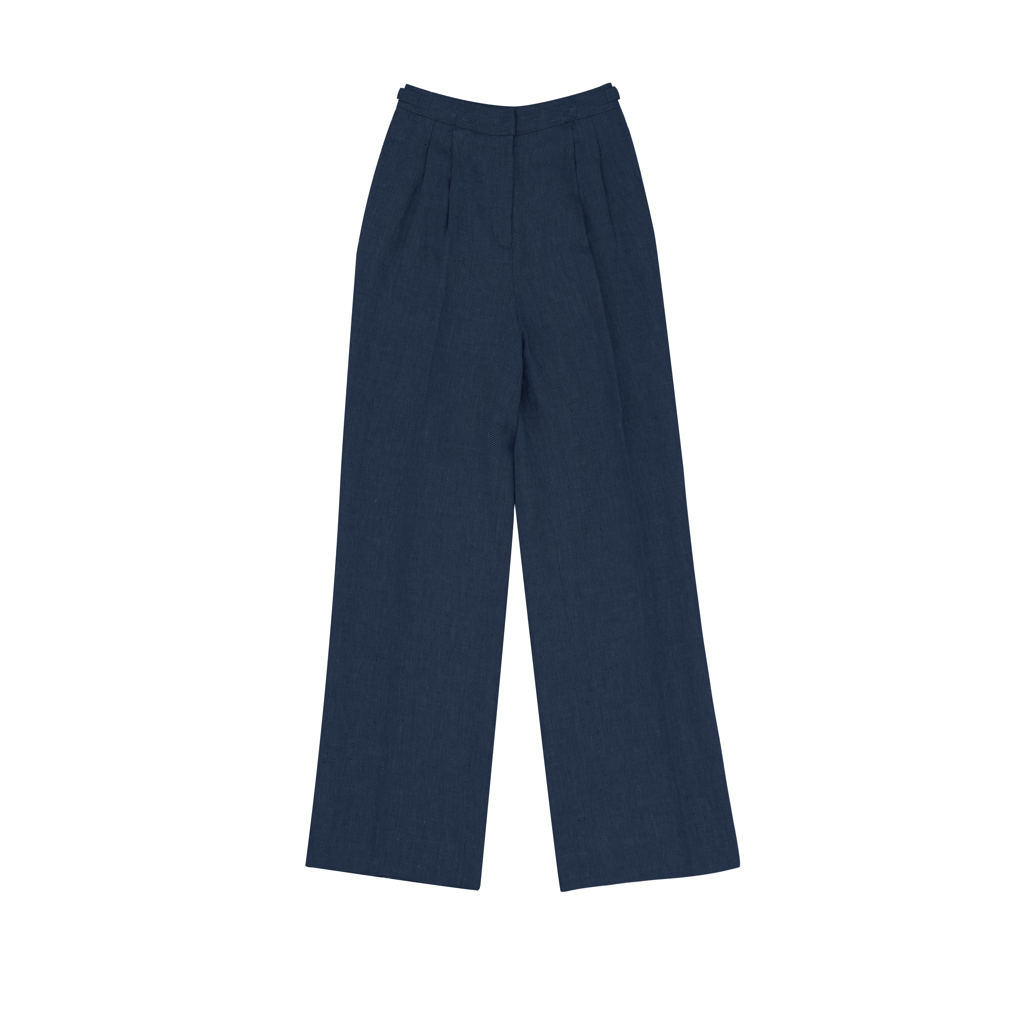 Navy Herringbone Perriand Trousers