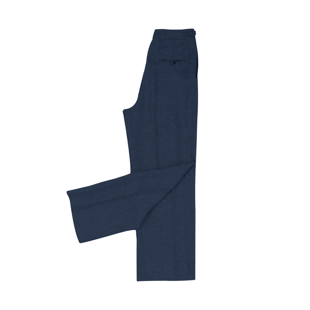 Navy Herringbone Perriand Trousers