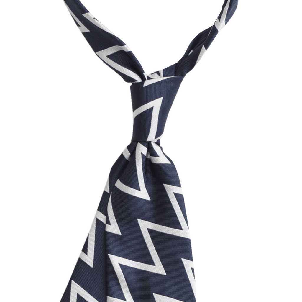 Navy Zig Zag Silk Tie | P Johnson
