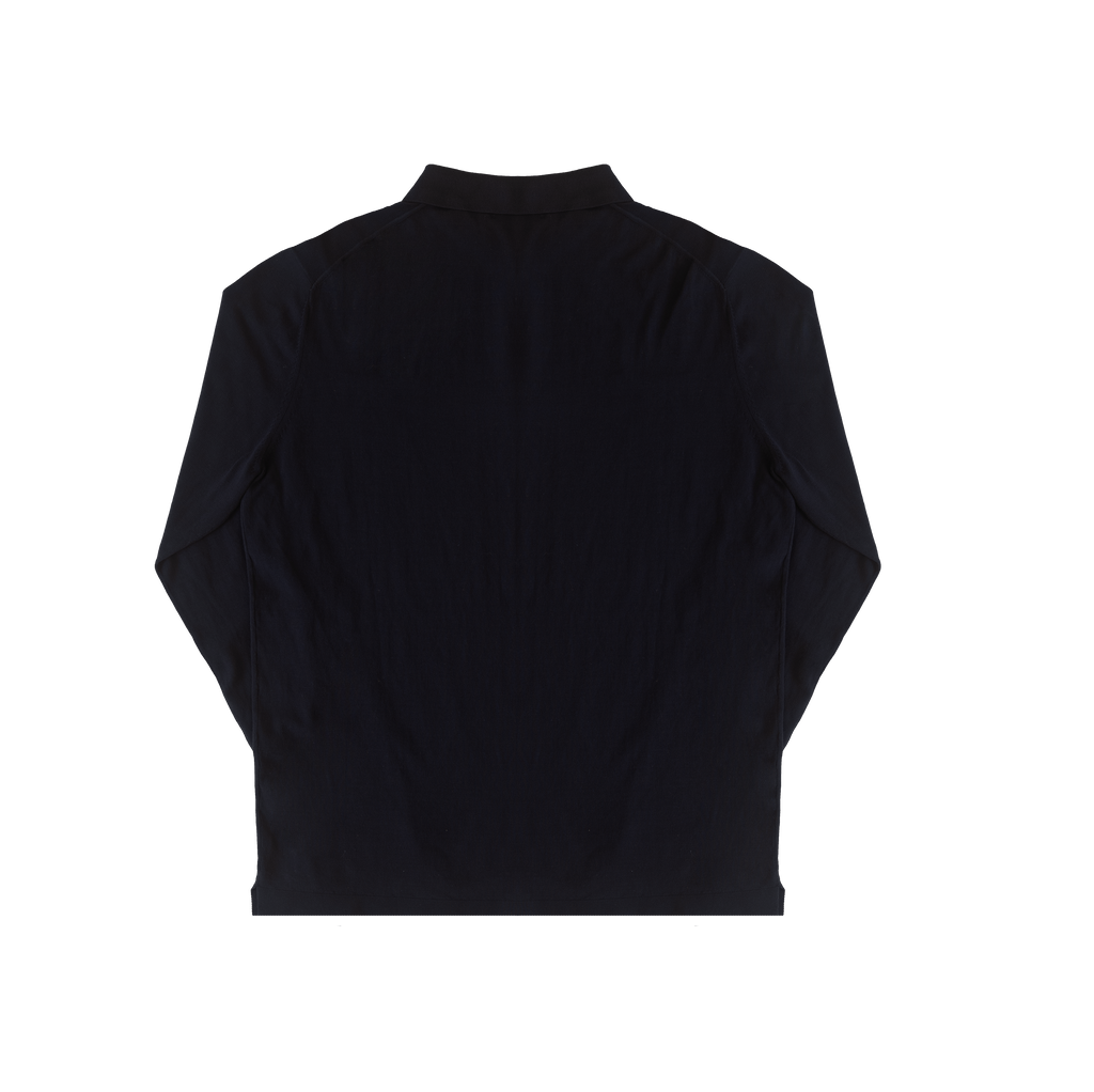 Navy Ice Cotton Long Sleeve Polo