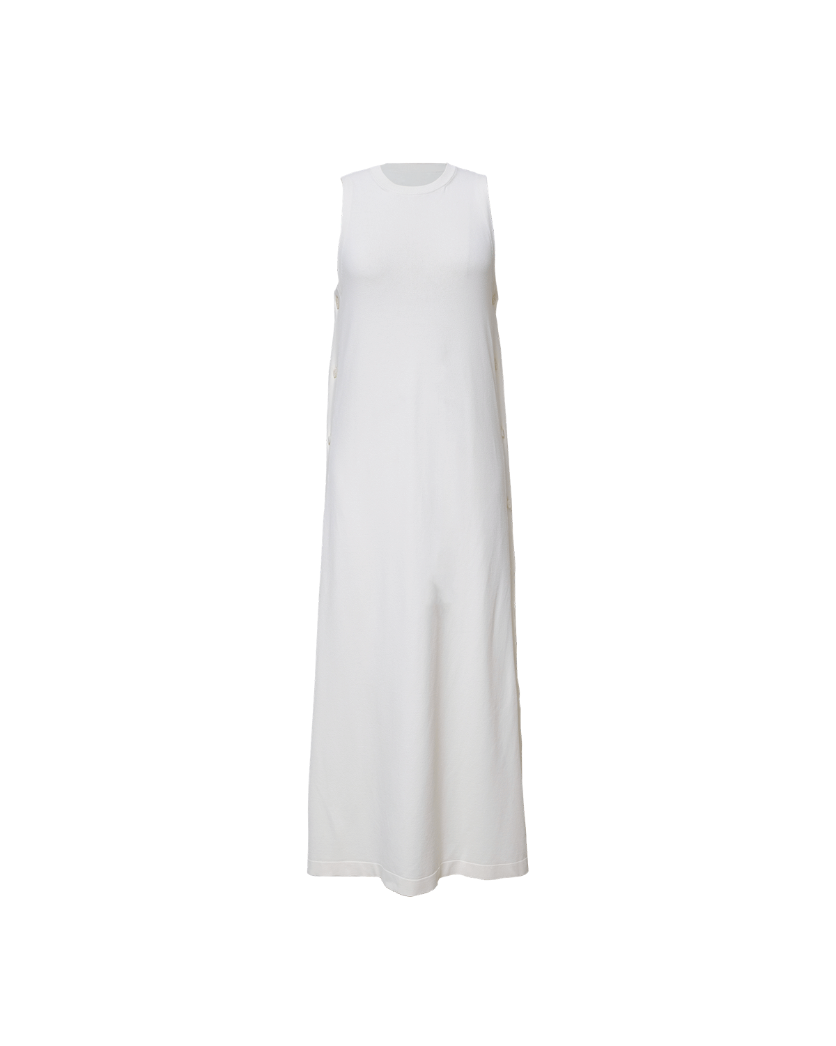 Crepe Knit Button Dress - Off White