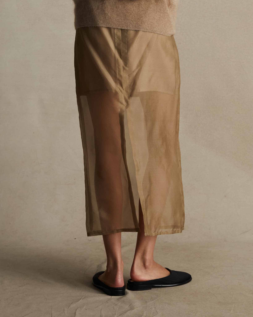 Olive Silk Organza Devon Skirt