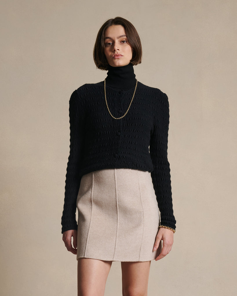 Annie Seersucker Cardigan - Black