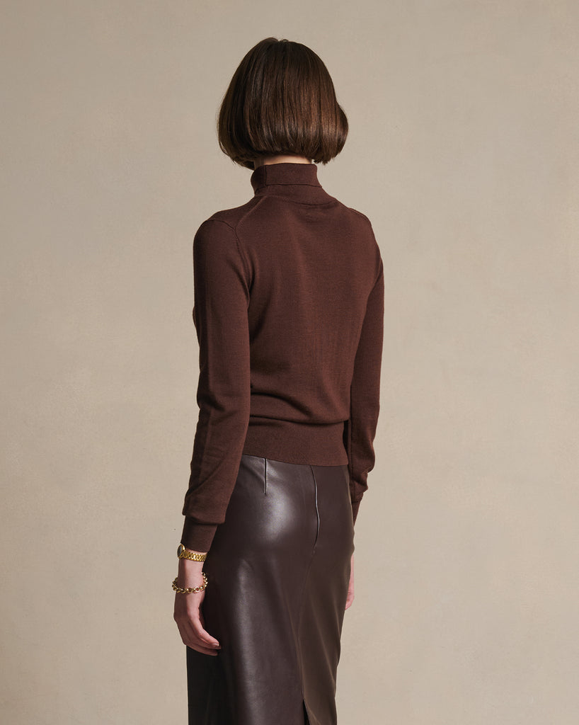 Cass Merino Roll Neck - Chocolate