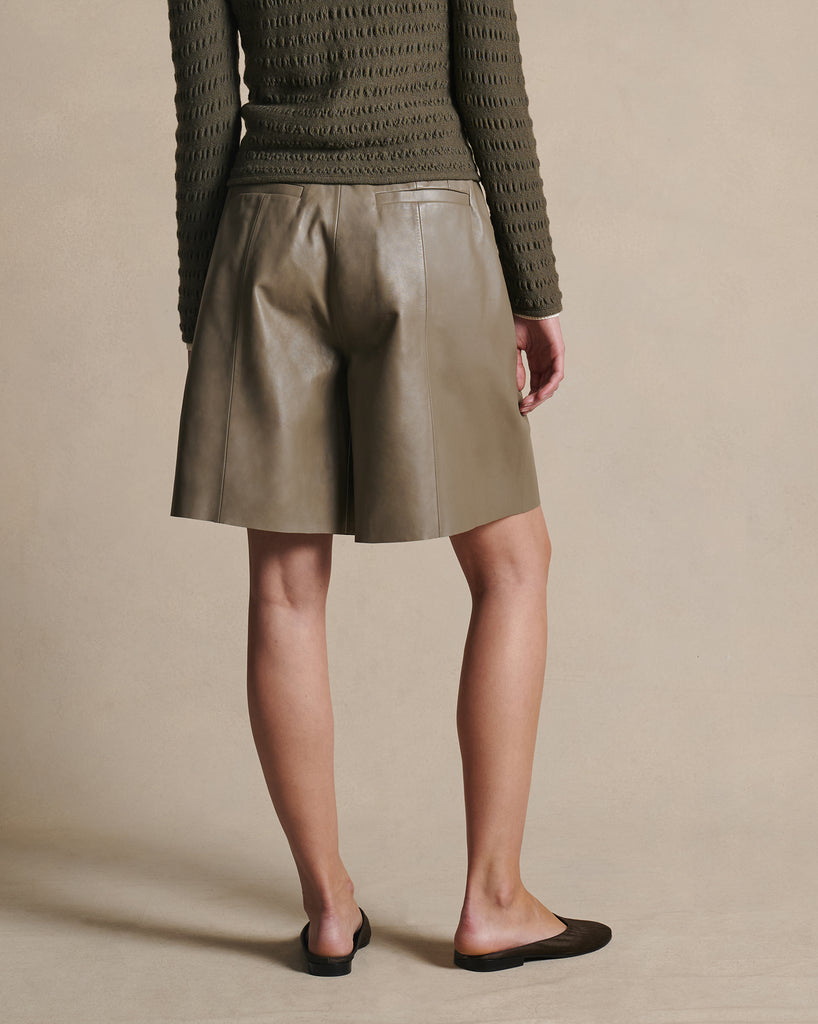 Marina Leather Shorts - Taupe