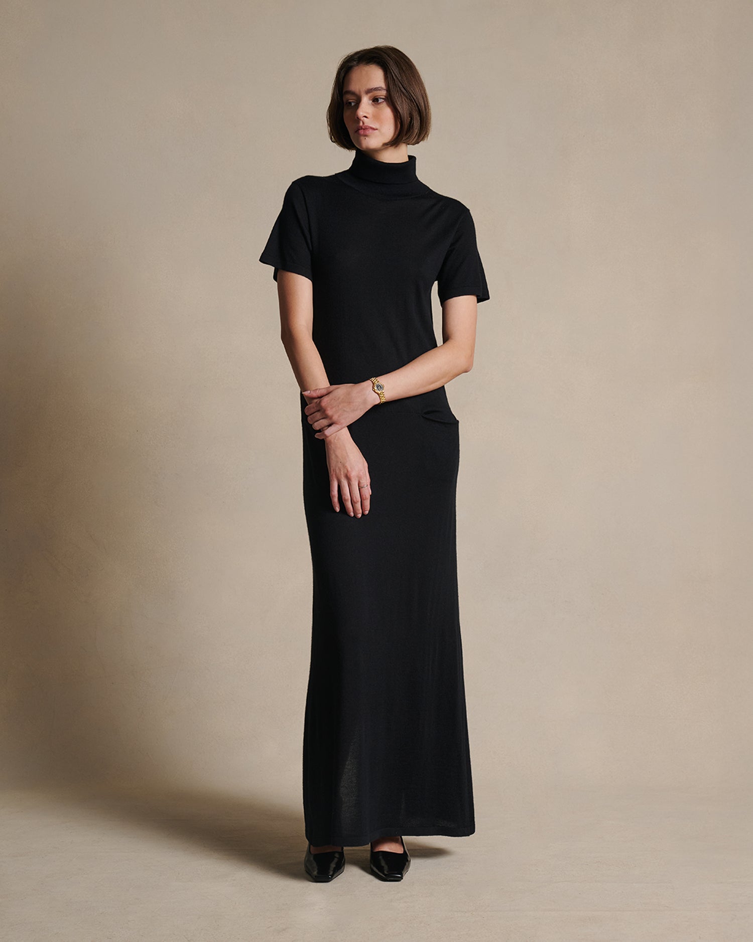 ワンピース theredthreadoneshoulder shirt knit dress THEREDTHREAD / ザレッドスレッド】S oneshoulder shirt knit dress