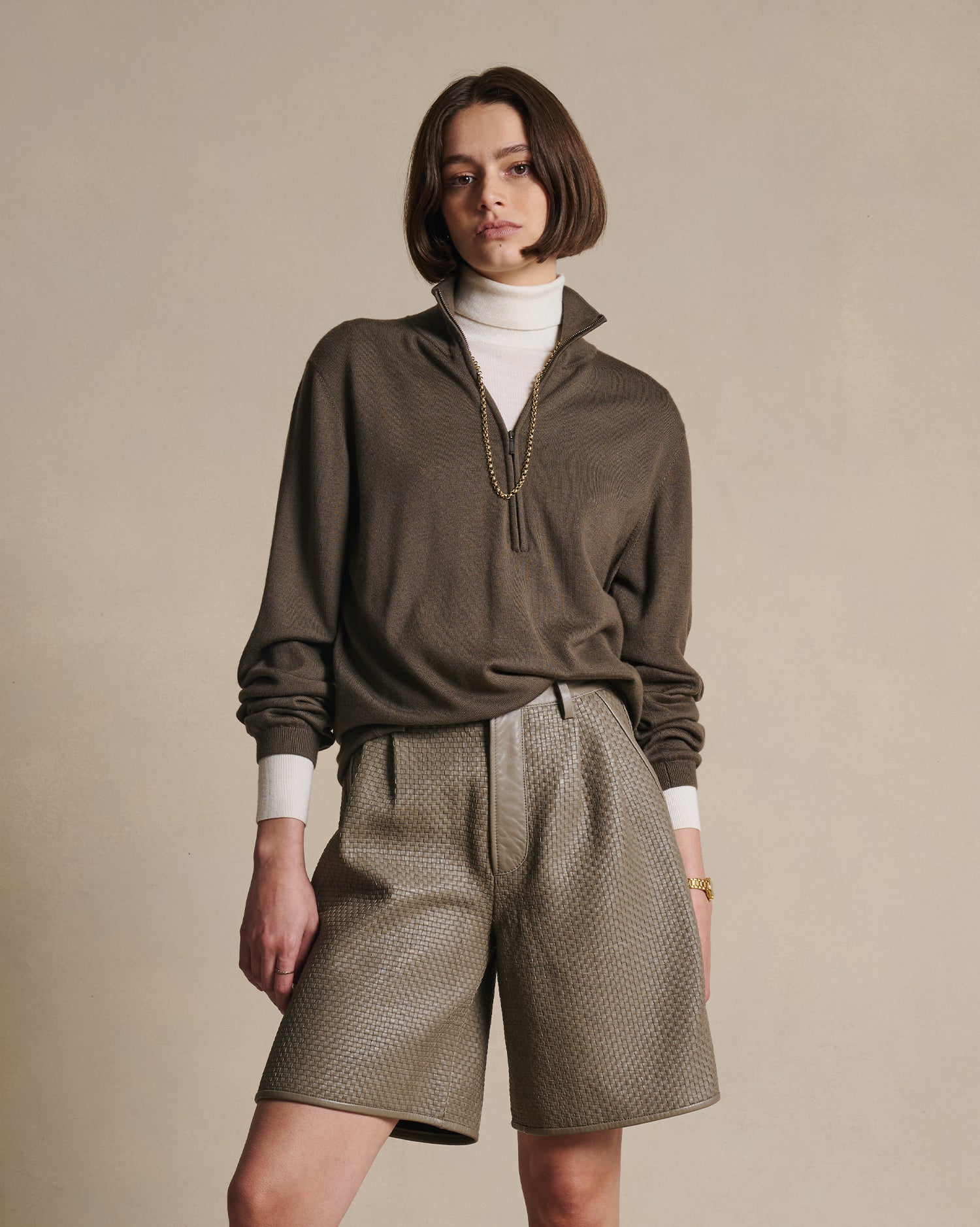 Cass Merino Quarter Zip - Moss