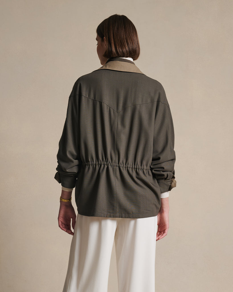 Reine Reversible Jacket - Dark Moss & Taupe