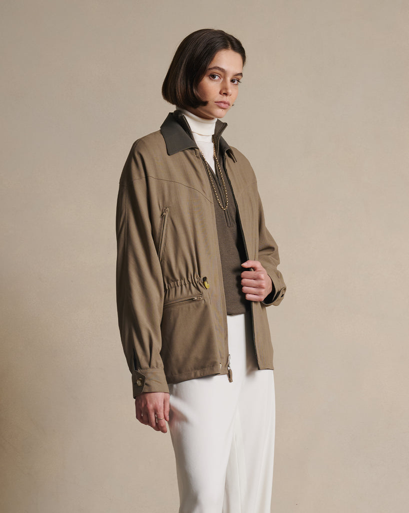 Reine Reversible Jacket - Dark Moss & Taupe