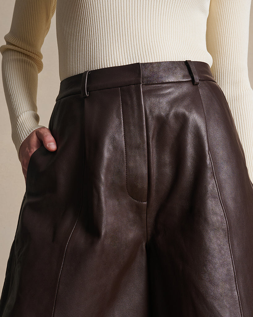 Marina Leather Shorts - Bitter Chocolate