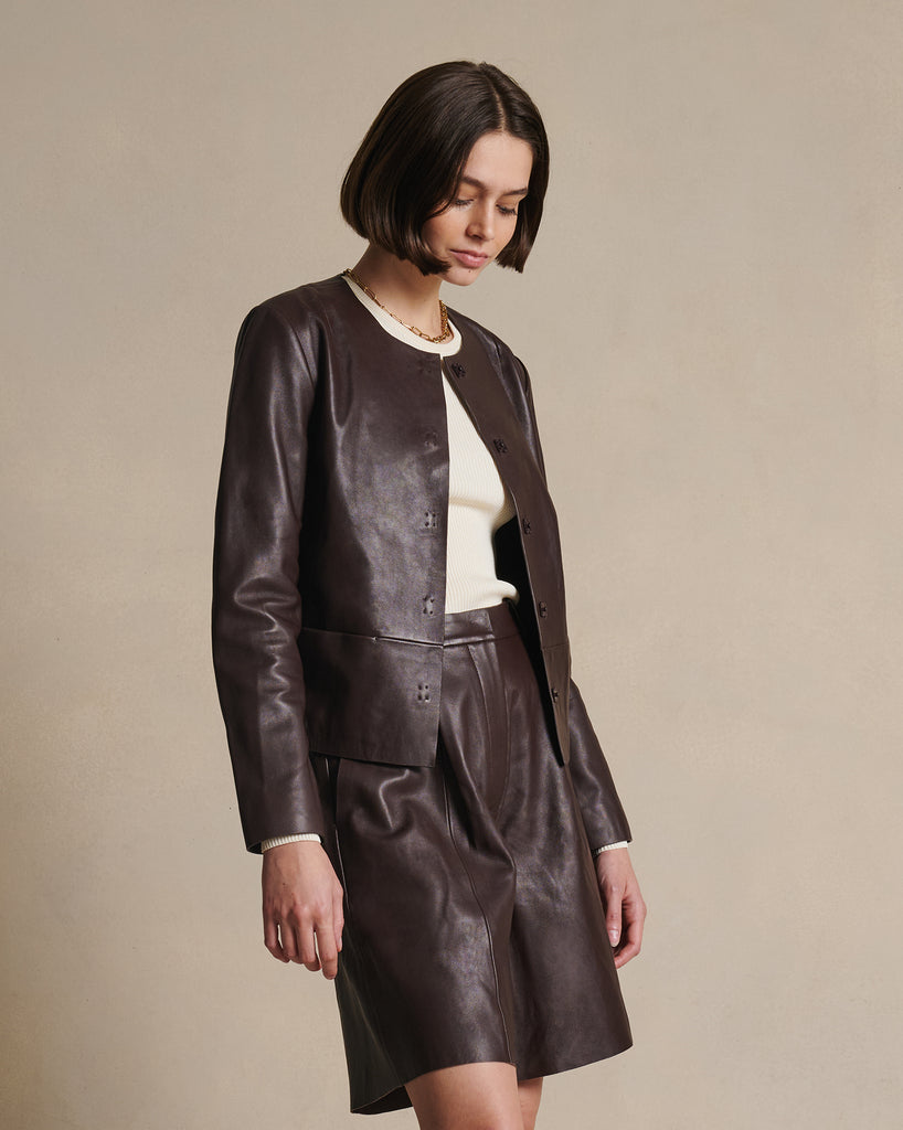 Marina Leather Jacket - Bitter Chocolate