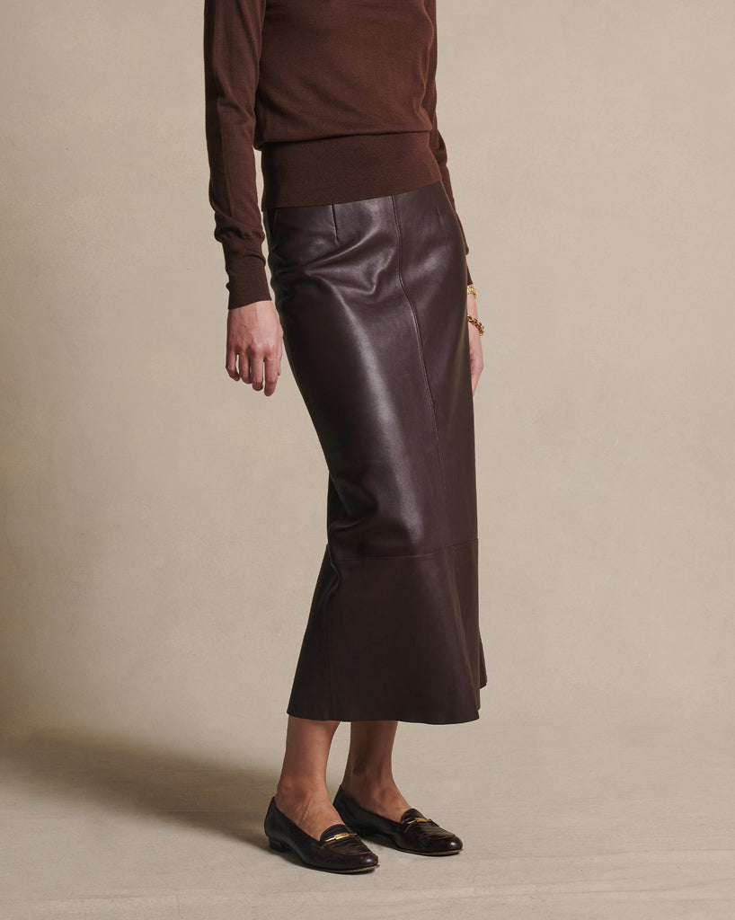 Marina Leather Maxi Skirt - Bitter Chocolate