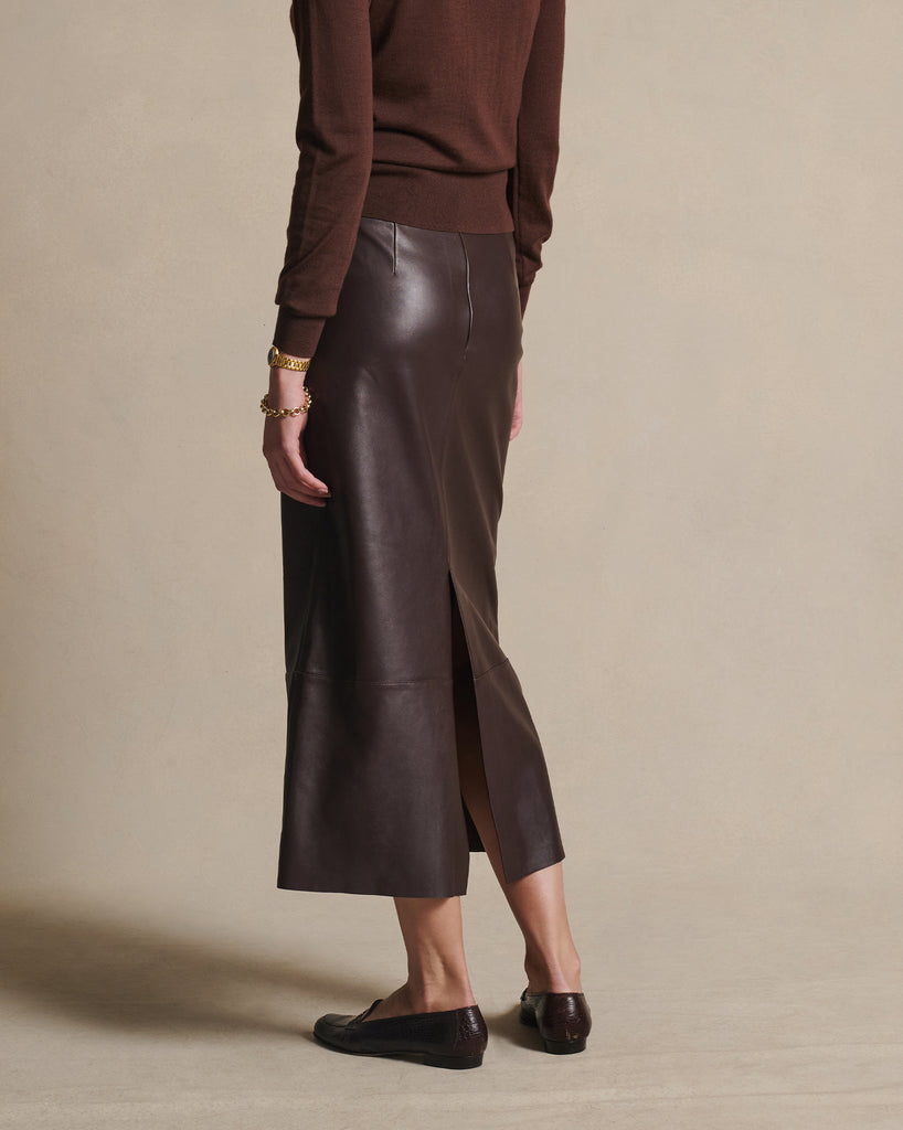Marina Leather Maxi Skirt - Bitter Chocolate