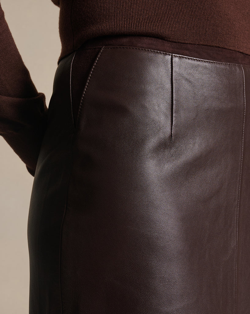 Marina Leather Maxi Skirt - Bitter Chocolate