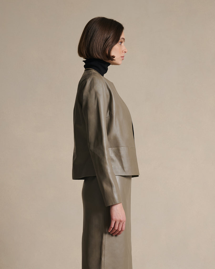 Marina Leather Jacket - Taupe