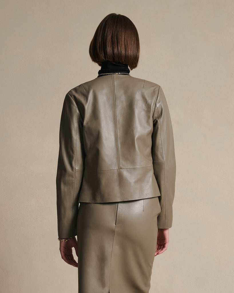 Marina Leather Jacket - Taupe