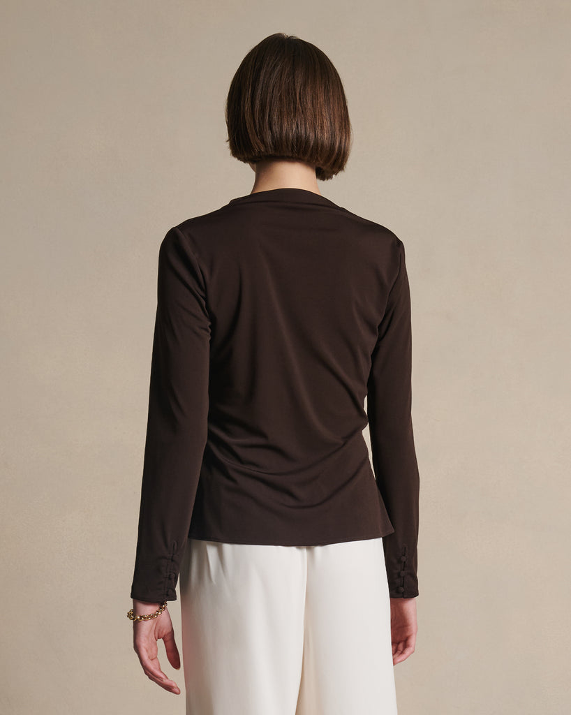 Peta Cowl Neck Top - Coffee